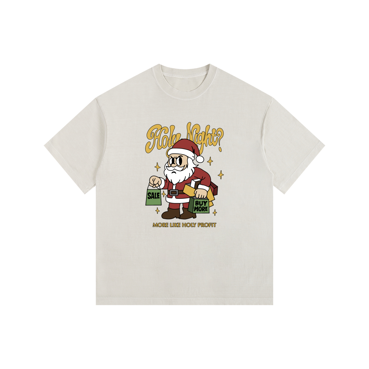"Holy Night" Vintage Washed Oversized Cotton T-Shirt
